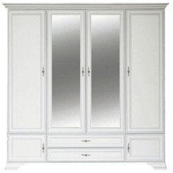 Velká skříň KENTAK SZF6D2S bílá se zrcadlem a šuplíky
