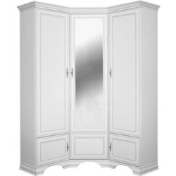 Rohová skříň KENTAK SZFN5D bílá se zrcadlem a policemi