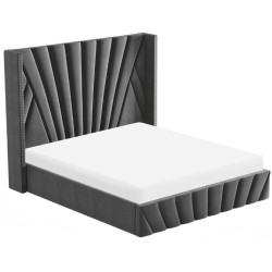 Postel s roštem, 180x200, tmavě šedá Velvet látka, PENELOPE