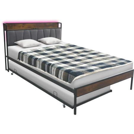 Postel NORDO 160x200 s roštem a výsuvnou přistýlkou černá/šedá