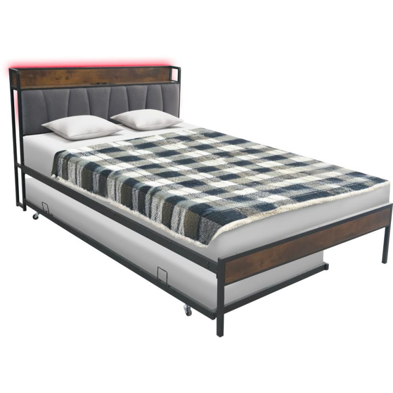 Postel NORDO 160x200 s přistýlkou, LED a USB porty