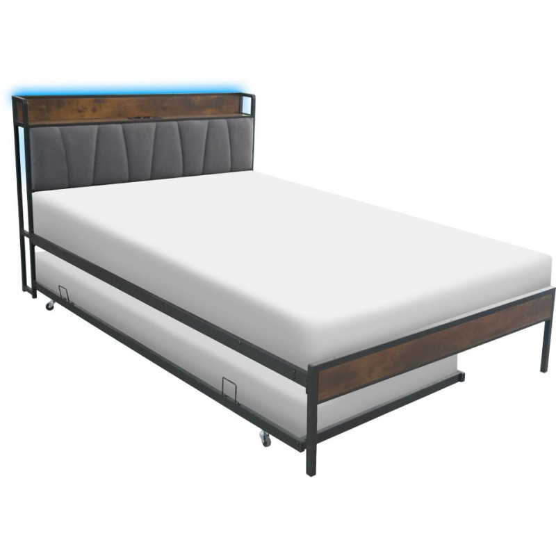 Postel NORDO 160x200 s přistýlkou, LED a USB porty