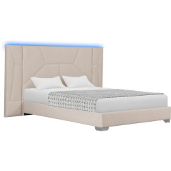 Postel ALTESA 160×200 béžová Velvet s LED osvětlením