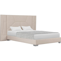 Postel ALTESA 160x200 s roštem a LED osvětlením, béžová Velvet látka
