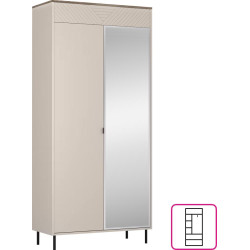 Skříň EYCO 2D/40 kašmír se zrcadlem a věšákem