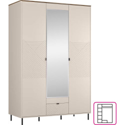 Skříň EYCO 3D1S kašmír se zrcadlem a zásuvkou