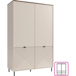 Skříň EYCO 4D kašmír s policemi a dvěma tyčemi