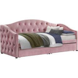 Postel s úložným prostorem, 90x200, růžová Velvet látka, ZASKA