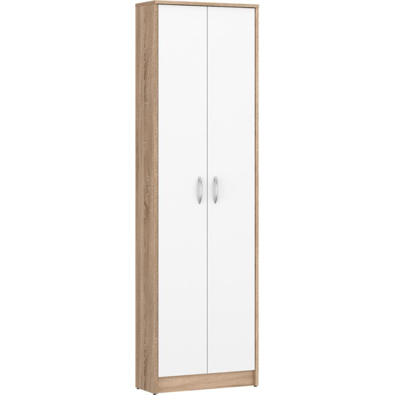 Úzká skříň VIRA-MECKI NEW dub sonoma bílá s policemi