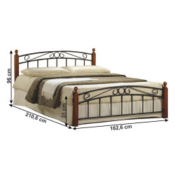 Manželská postel DOLORES, 160x200, třešeň/černý kov