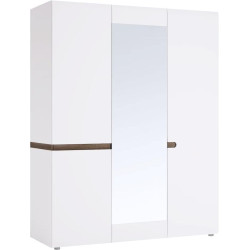 Skříň, bílá extra vysoký lesk HG / dub sonoma tmavý truflový, LYNATET