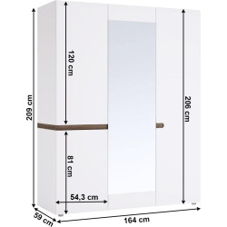 Skříň, bílá extra vysoký lesk HG / dub sonoma tmavý truflový, LYNATET TYP 22