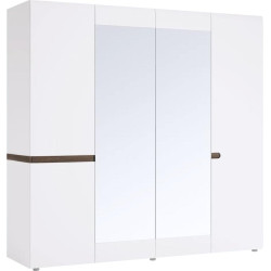 Skříň, bílá extra vysoký lesk HG / dub sonoma tmavý truflový, LYNATET