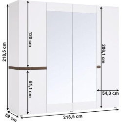 Skříň, bílá extra vysoký lesk HG / dub sonoma tmavý truflový, LYNATET TYP 23