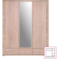 Skříň GRAND typ 2 dub sonoma se zrcadlem a zásuvkami