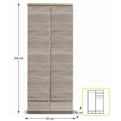 Skříň 2D2S, dub sonoma, PANAMA Typ 01