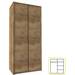 Šatní skříň MONTANA S2D dub lefkas tmavý s věšákem