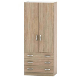 Skříň BETTY 2 dub sonoma 90x220 cm s věšákem a zásuvkami
