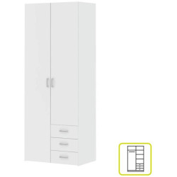 Skříň GWEN 70425 bílá se šuplíky a věšákem