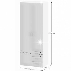 Skříň GWEN 70425, 2 - dveřní, bílá extra vysoký lesk HG