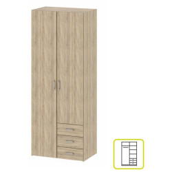 Skříň GWEN 70425 dub sonoma se šuplíky a věšákem