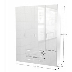 Skříň GWEN 70429, 4 - dveřová, bílá extra vysoký lesk HG