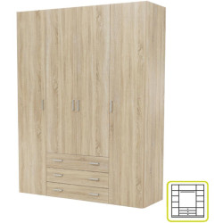 Skříň GWEN 70429 dub sonoma s policemi a šuplíky
