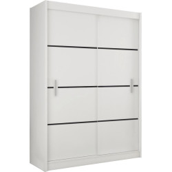 Skříň MERINA 150 bílá černá s posuvnými dveřmi