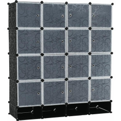 Modulární šatní organizér, černá / mléčná bílá, RODAN TYP 2