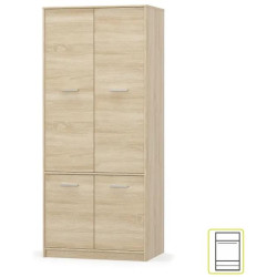 Skříň TEYO 4D dub sonoma s policemi a věšákem