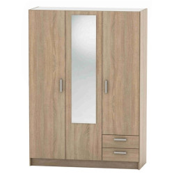Třídveřová skříň BETTY 7 136 cm se zrcadlem, dub sonoma
