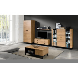 Věšáková skříň SIRAN TYP 1, dub lefkas/černá