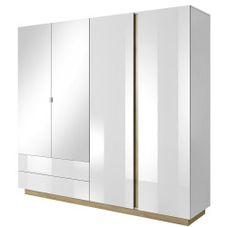 Skříň CITY se zrcadlem bílá dub grandson lesk