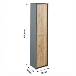 Vysoká skříň RIOMA NEW TYP 06 s policemi, grafit / dub artisan