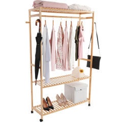 Šatní organizér MELAR bambusový s kolečky