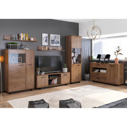 Skříň, dub bolzano / černá, pravá, DELIS V2