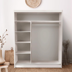 Skříň LOW s posuvnými dveřmi, bílá, 180x215