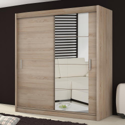 Skříň LOW s posuvnými dveřmi, dub sonoma, 180x215