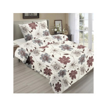 Francouzské 3 dílné povlečení mikroplyš HNĚDÁ KYTKA