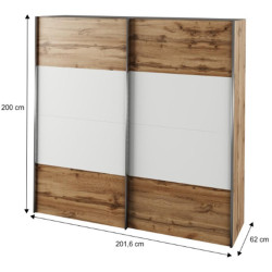 Skříň GABRIELA NEW s posuvnými dveřmi, dub wotan / bílá