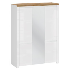 Skříň VILGO 5D bílý lesk dub wotan se zrcadlem