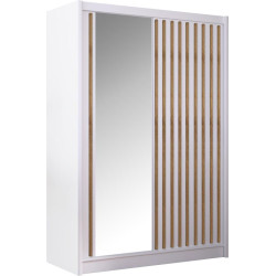 Skříň LADDER 150x215 cm bílá dub craft s posuvnými dveřmi