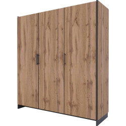 Třídveřová skříň AMONI 3D dub wotan černá 180 cm