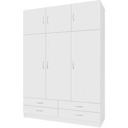 Šatní skříň GERI NEW bílá 3 dveře se šuplíky