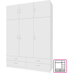 Šatní skříň GERI NEW bílá třídveřová