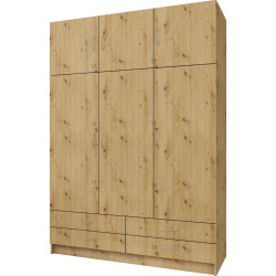 Šatní skříň GERI NEW dub artisan 3 dveře se šuplíky