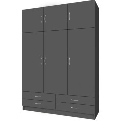 Šatní skříň GERI NEW grafit 3 dveře se šuplíky