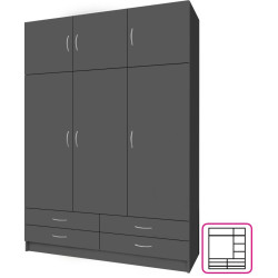 Šatní skříň GERI NEW grafit třídveřová