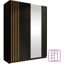 Skříň BAJADERO 150 černá dub artisan se zrcadlem