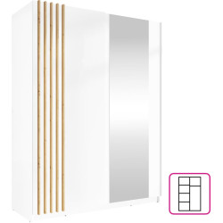 Skříň BAJADERO 150 bílá dub artisan se zrcadlem